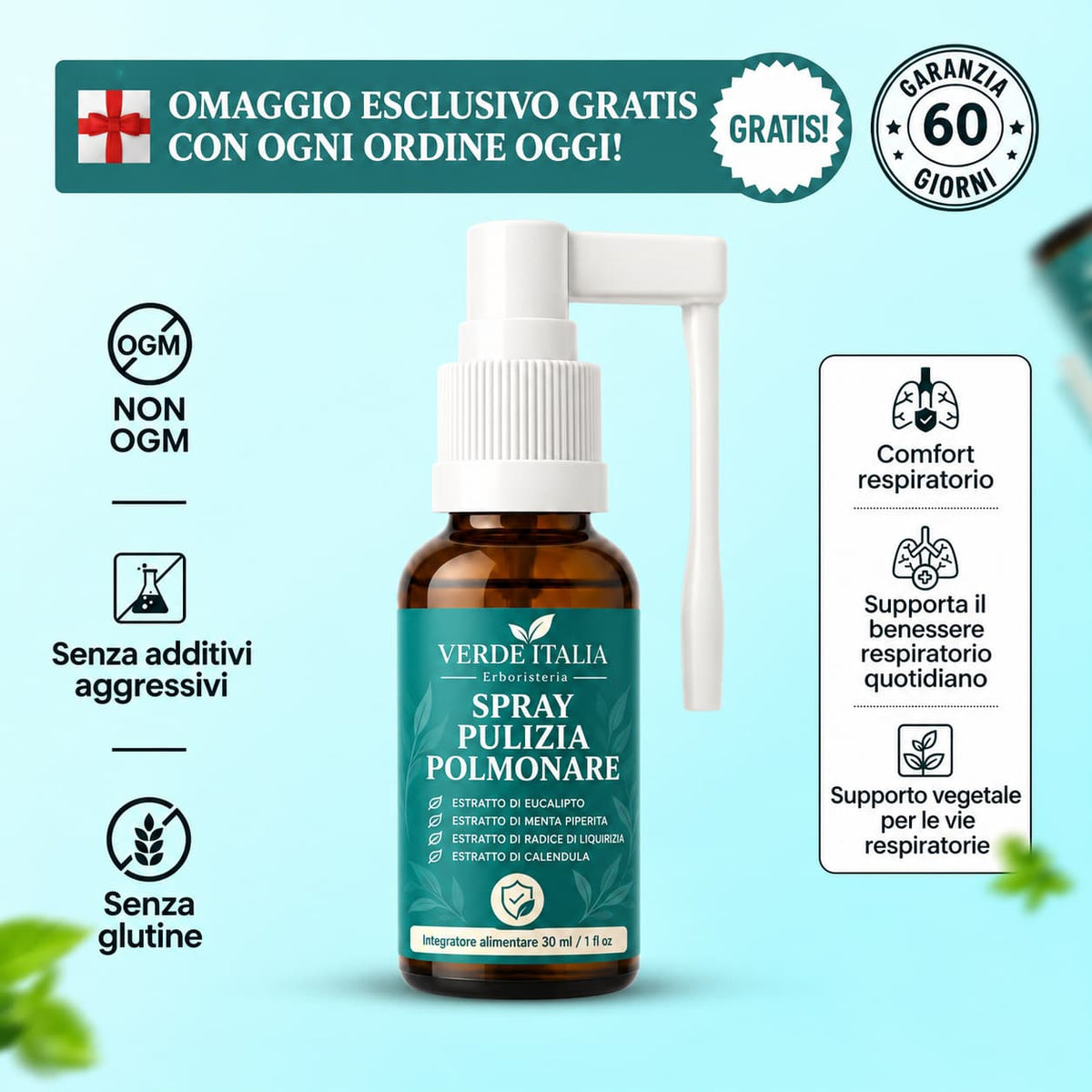 Libera le tue vie respiratorie in 2-4 settimane con lo spray detergente polmonare